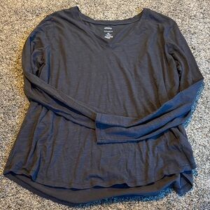 Sonoma Women's Long Sleeve V-Neck Top - Charcoal Gray